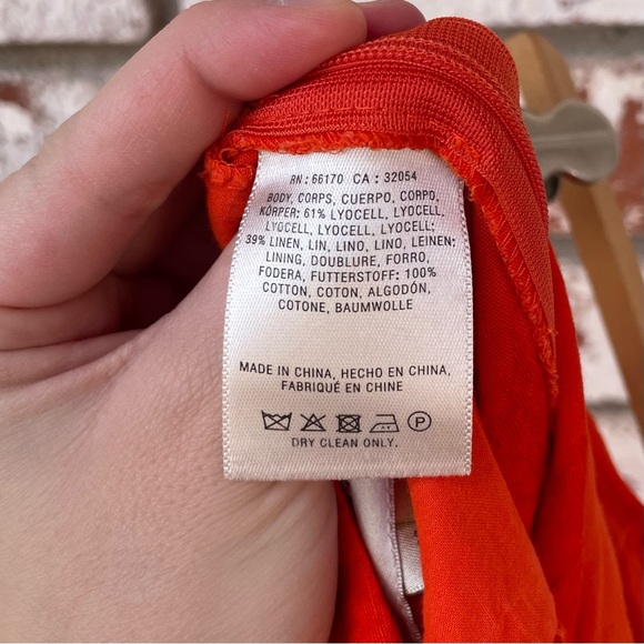 🦞3/$30🦞 Elevenses | Anthro Bright Orange Tropical Embroidered Petite Jumpsuit - Picture 8 of 10